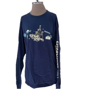 Disney Parks Large T Shirt Magic Kingdom Navy Long Sleeve Tee